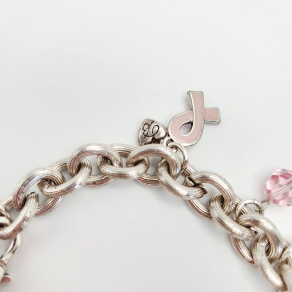 Brighton Power of Pink Breast Cancer Charm Silver Tone Retired Ribbon Bracelet - Picture 5 of 6